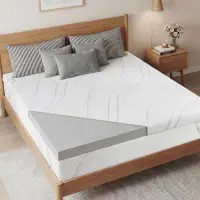 Front. Dyonery - Dyonery 3" Memory Foam Support Mattress Topper , Ventilated High Density Pad for Back Pain, with Removable Soft Cover - White.
