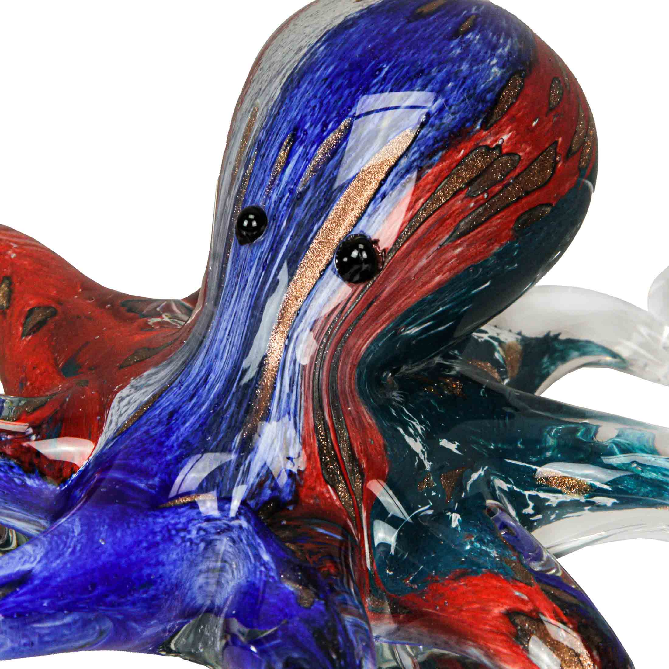 Alt View 4. Chesapeake Bay - 7 In Multicolor Blown Glass Octopus Paperweight Figurine Home Decor Sculpture - Multicolored.