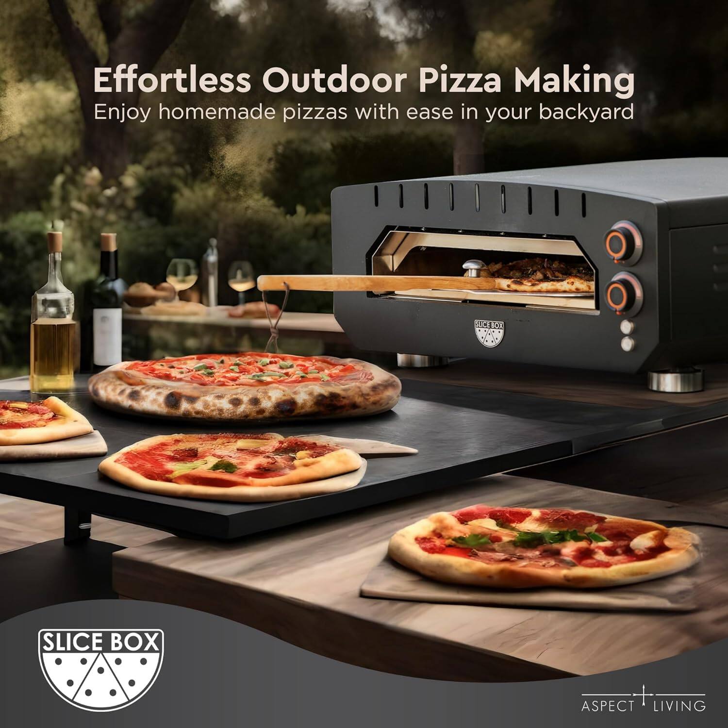 Effortless Outdoor Pizza Making Enjoy homemade pizzas with ease in your backyard.