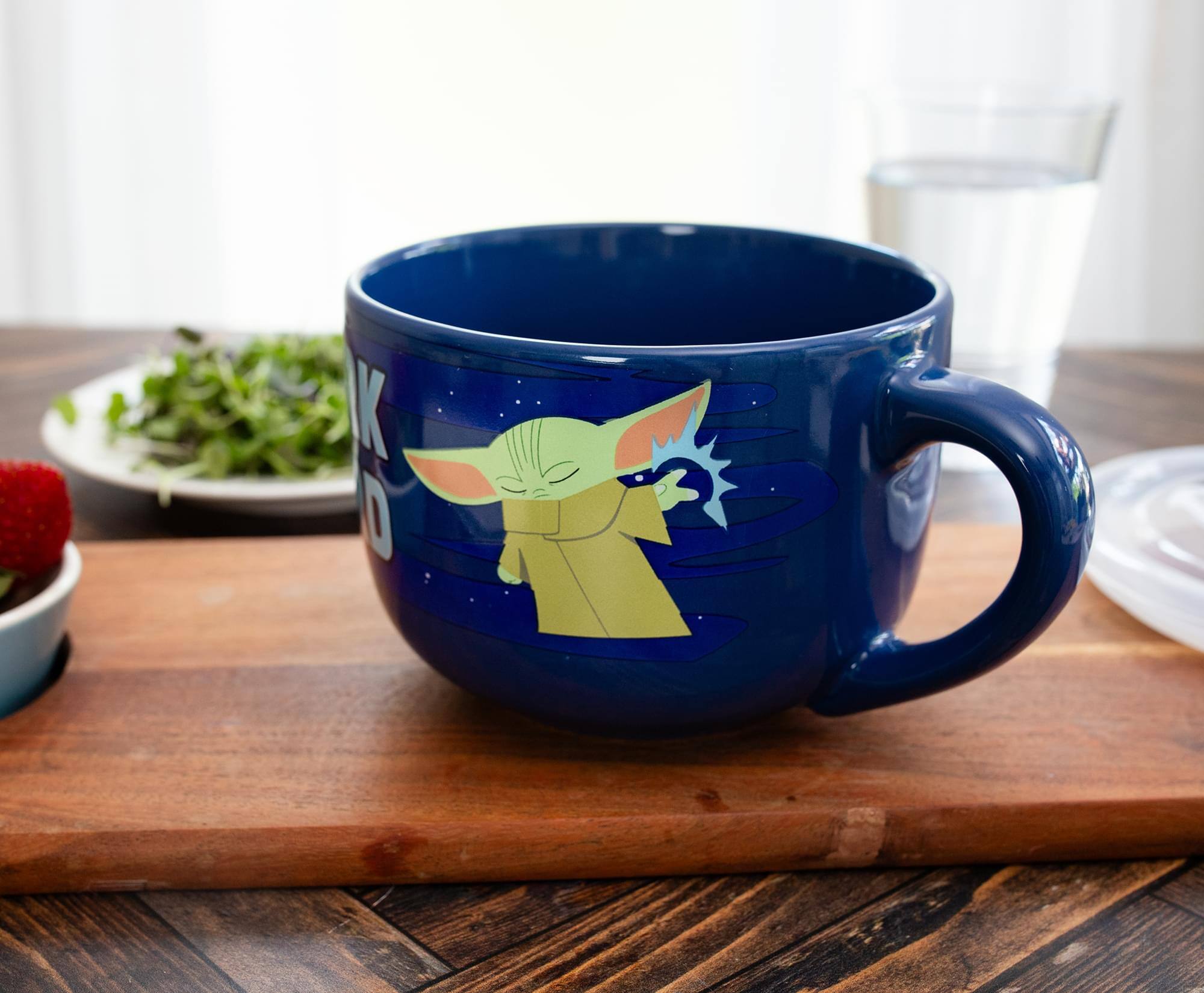 Alt View 5. Silver Buffalo - Star Wars: The Mandalorian "Work Hard" Ceramic Soup Mug With Lid | 24 Ounces - Blue.