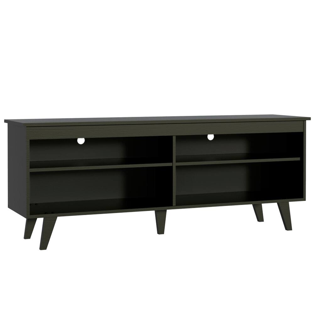 Back. Madesa - Madesa TV Stand with 4 Open Shelves and Cable Management 59"L Media Storage Living Room and Bedroom - Black - Black.