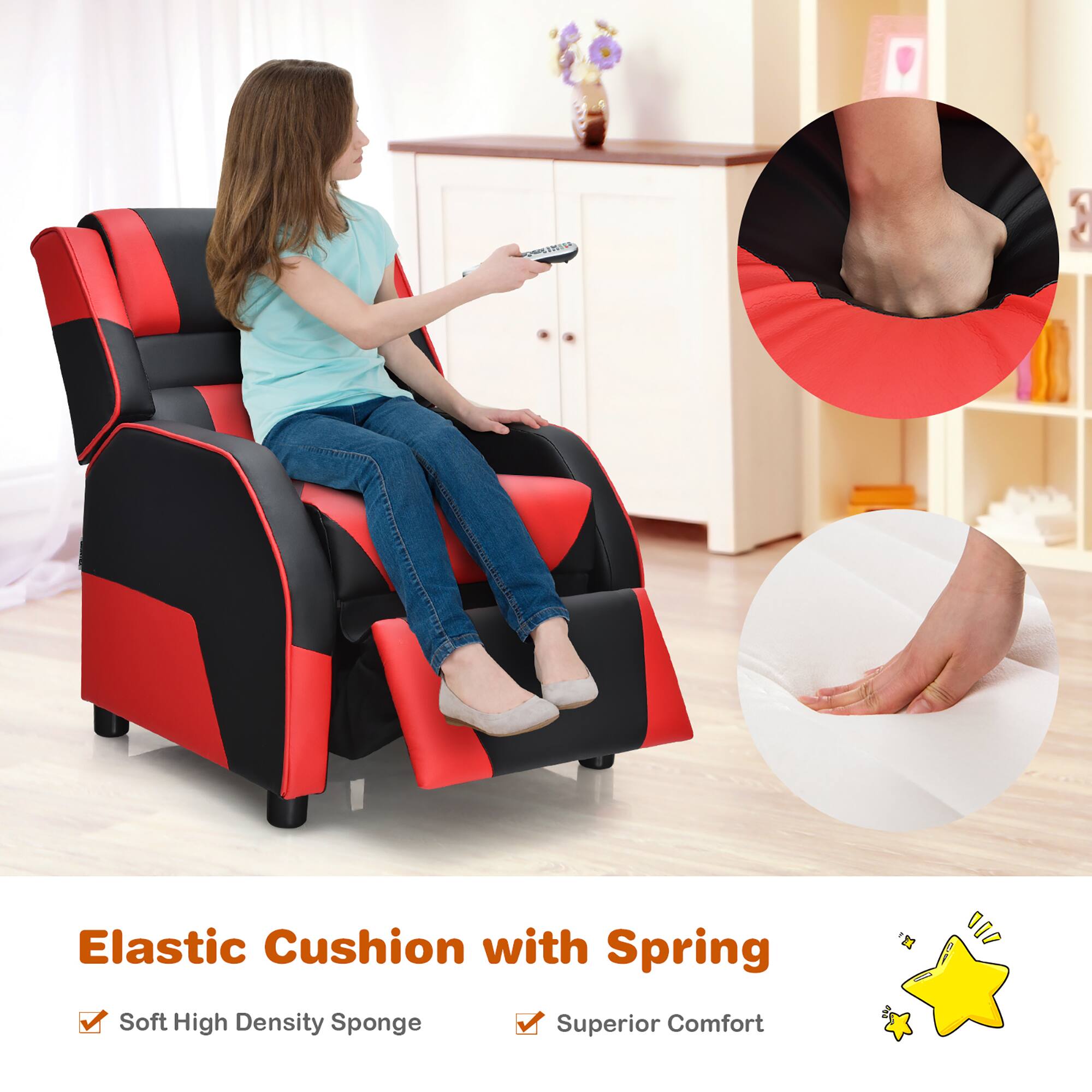 Elastic Cushion with Spring  
Soft High Density Sponge  
Superior Comfort