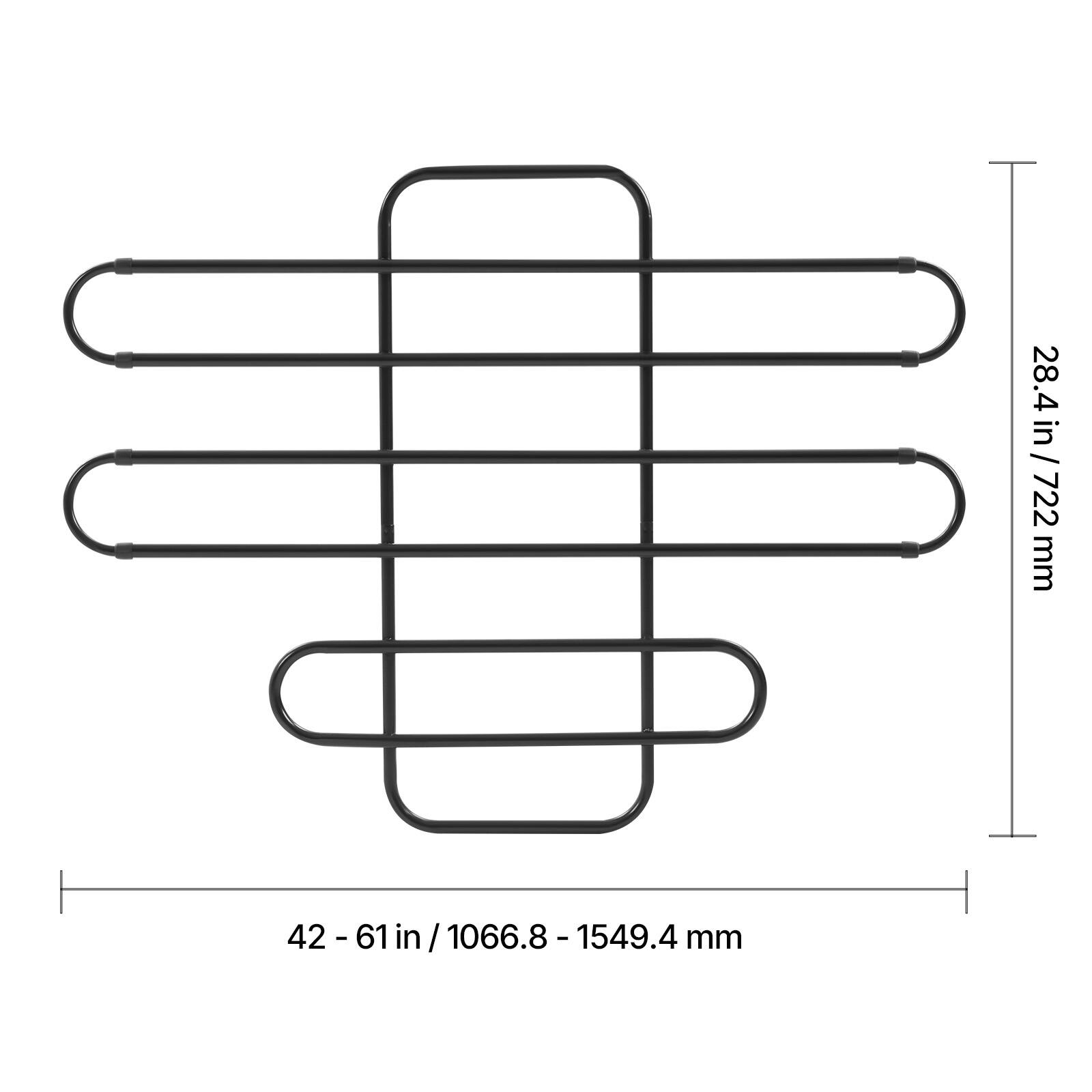 28.4 in / 722 mm  
42 - 61 in / 1066.8 - 1549.4 mm