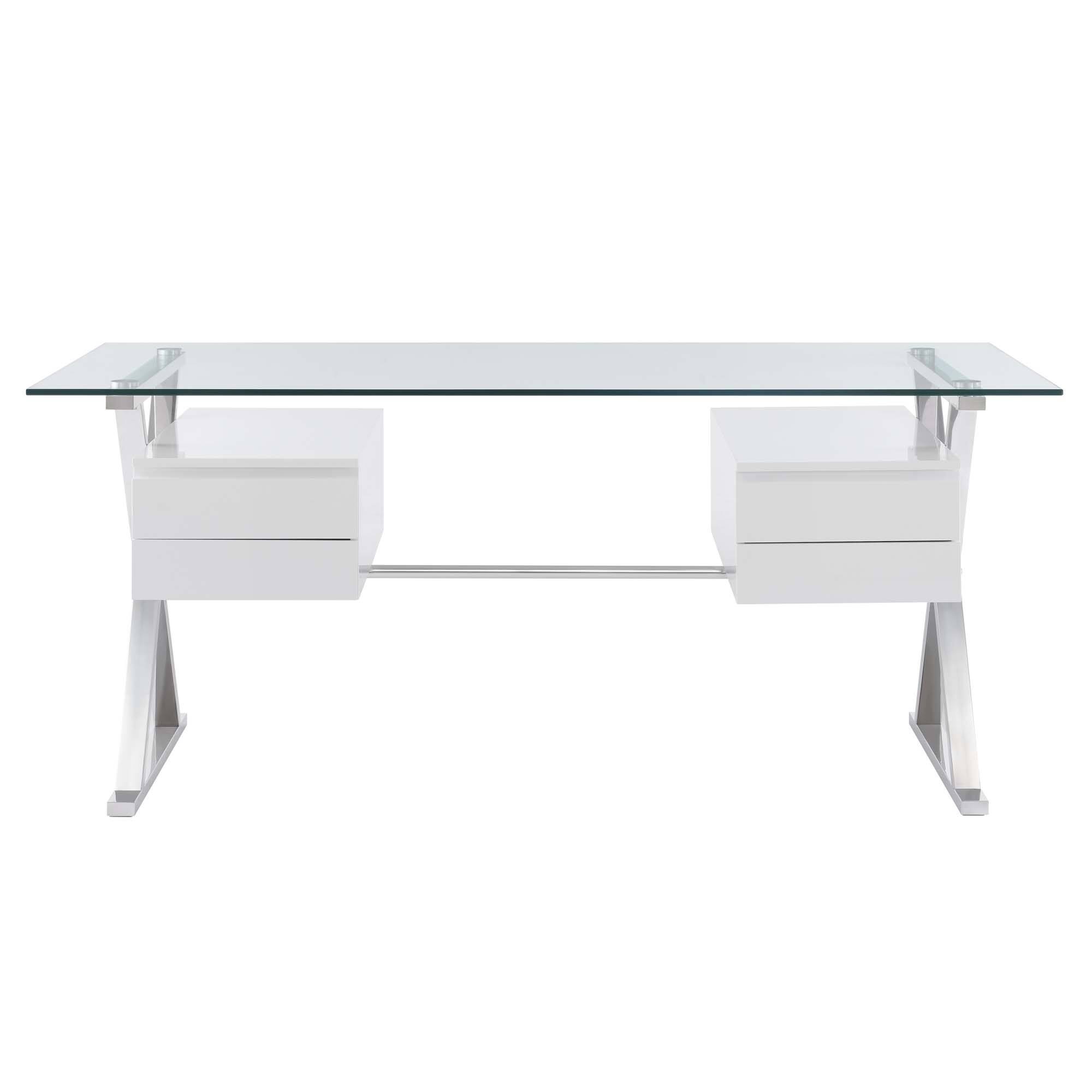 Alt View 5. Modway - Sector 71" Glass Top Glass Office Desk by Modway - White.
