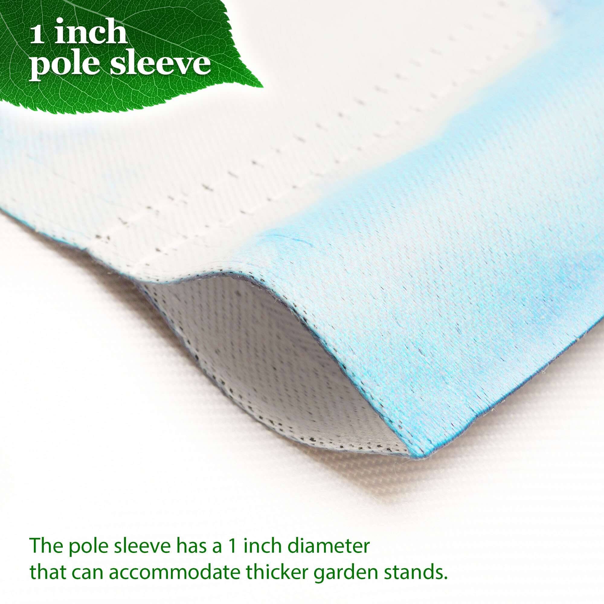 1 inch pole sleeve

The pole sleeve has a 1 inch diameter that can accommodate thicker garden stands.