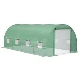 Outsunny - Frame Walk-In Tunnel Greenhouse Garden Warm House Large Hot House Kit with Windows & Door - Green