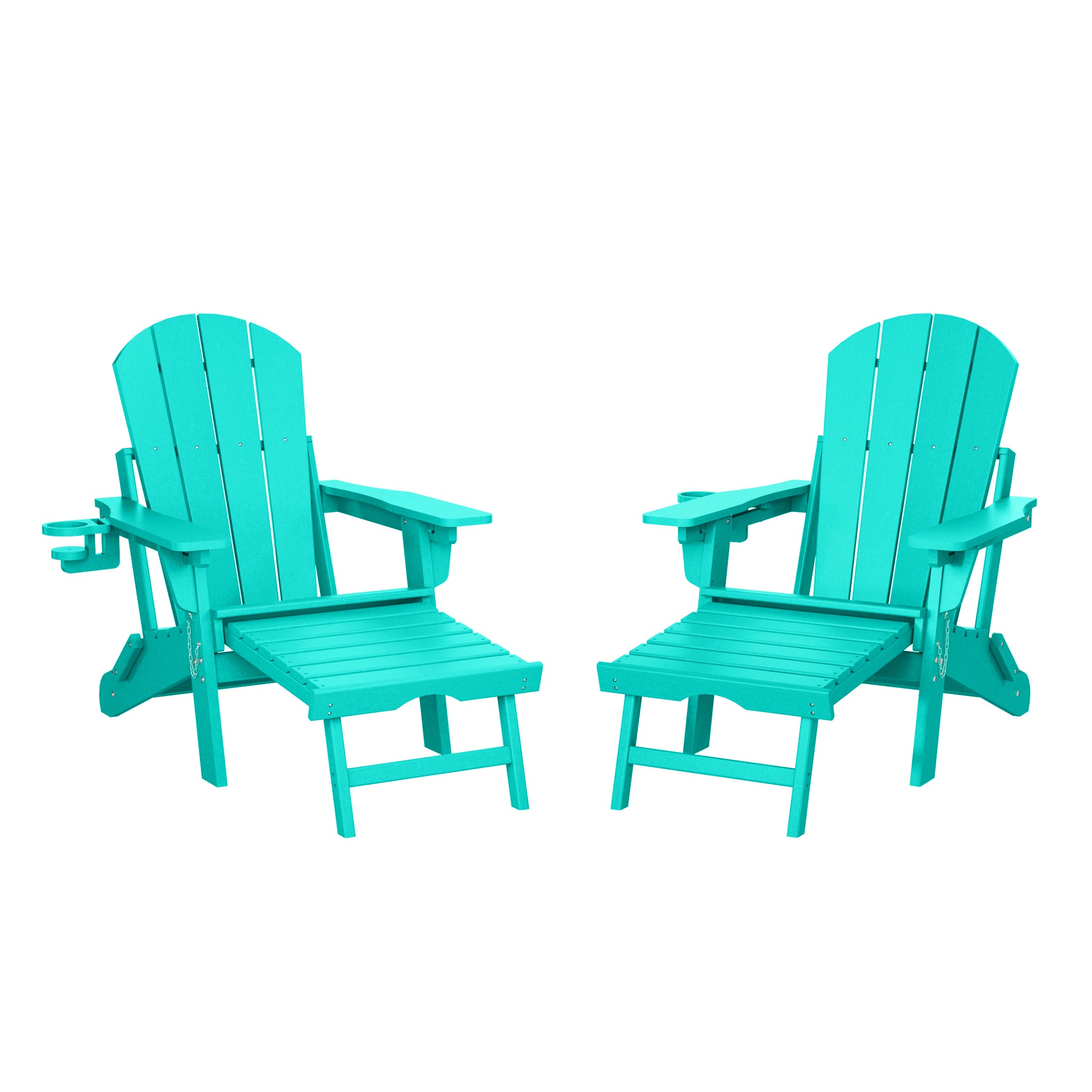 WestinTrends - Malibu Folding Adjustable Adirondack Chair with Retractable Ottoman and Cup Holder (Set of 2) - Turquoise price history on PriceWatchPro