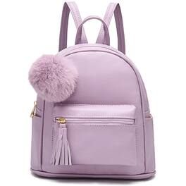 Pacoar Cade - Mini Backpack Purse For Teens Women Purses Pu Leather Pom Shoulder Bag With Charm Tassel - Purple