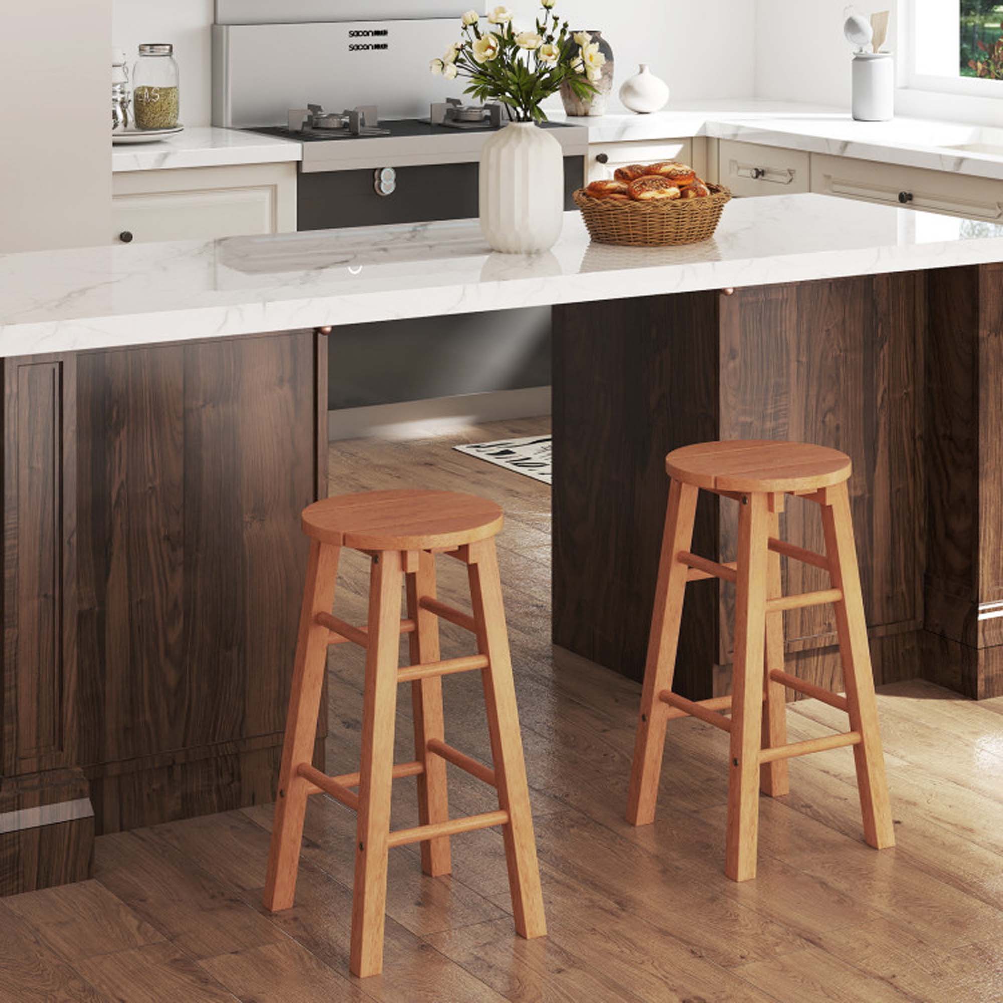 Alt View 5. Boyel Living - Multicolor with Footrest Outdoor Wood Set of 2 Bar Stools - Brown.