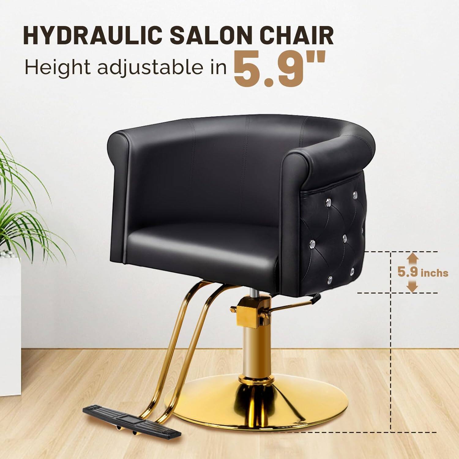 HYDRAULIC SALON CHAIR  
Height adjustable in 5.9"