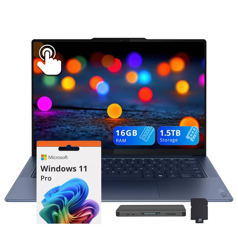 Lenovo - Yoga Slim 7 14.5" Touch Laptop,Snapdragon X CPU,16GB RAM,512GB SSD+1TB Dock Set,Backlit Keyboard,Win 11 Pro - Blue