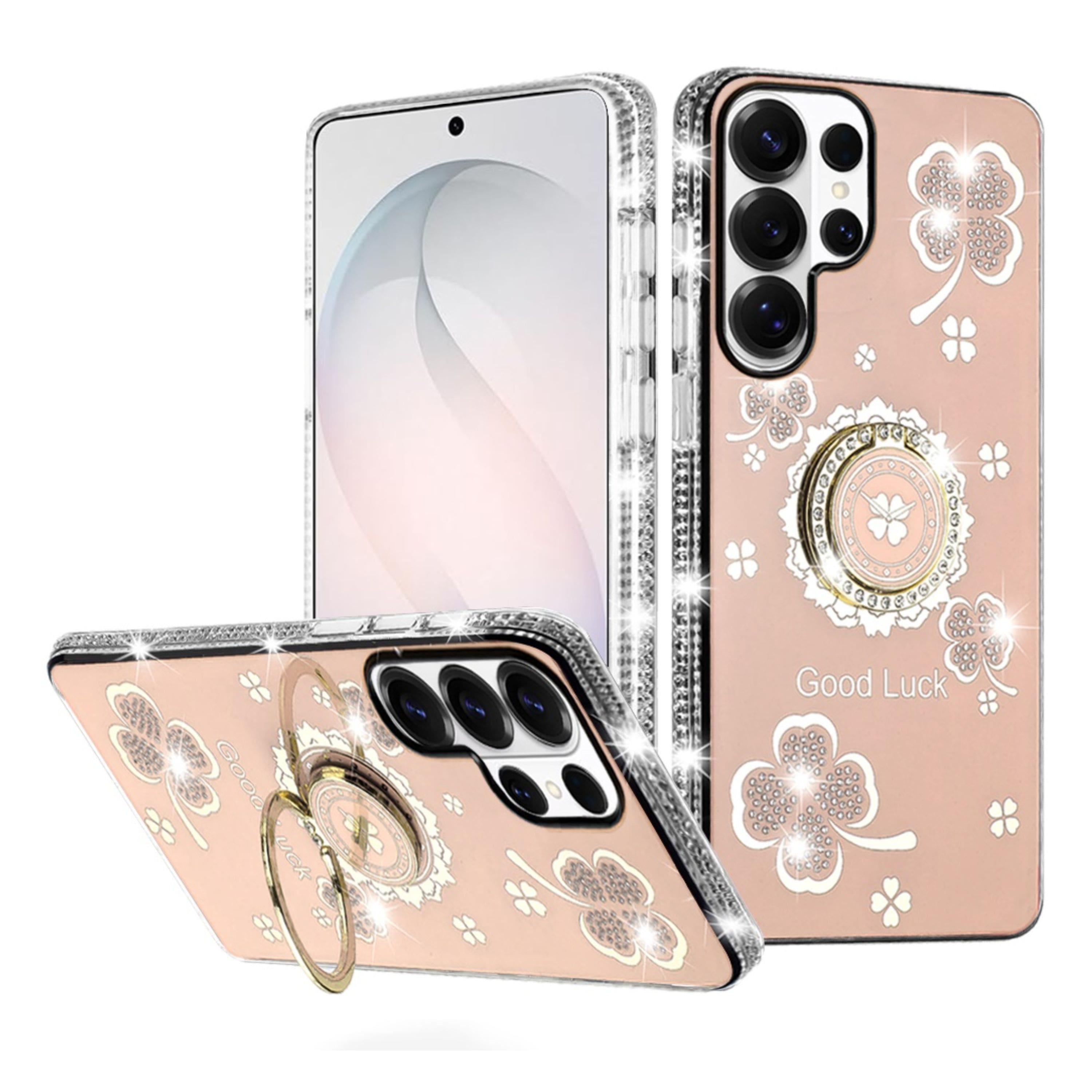 Kitcheniva - Crystal Studded Ring Stand Bling Phone Case With Tempered Glass For Samsung Galaxy S26 Ultra - Gold price history on PriceWatchPro