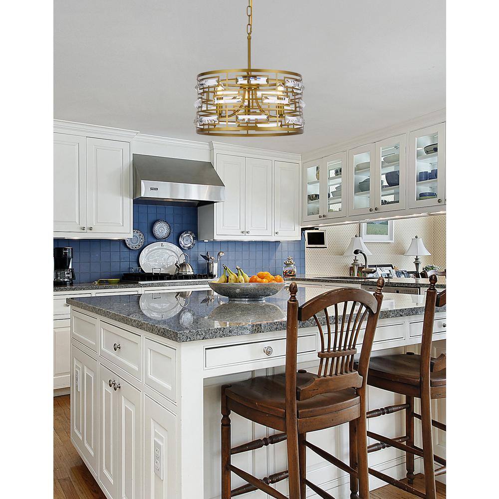 Angle. Elegant Lighting - Kennedy 16.5 inch pendant in brass - Brass.