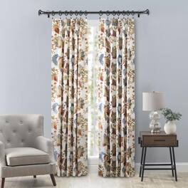 Ellis Curtain - Ellis Cambridge Lined Jacquard Pinch Pleat Jacobean Floral Print Multicolor Drapery 2-Piece Curtain Panels 48W x 72L - Multi