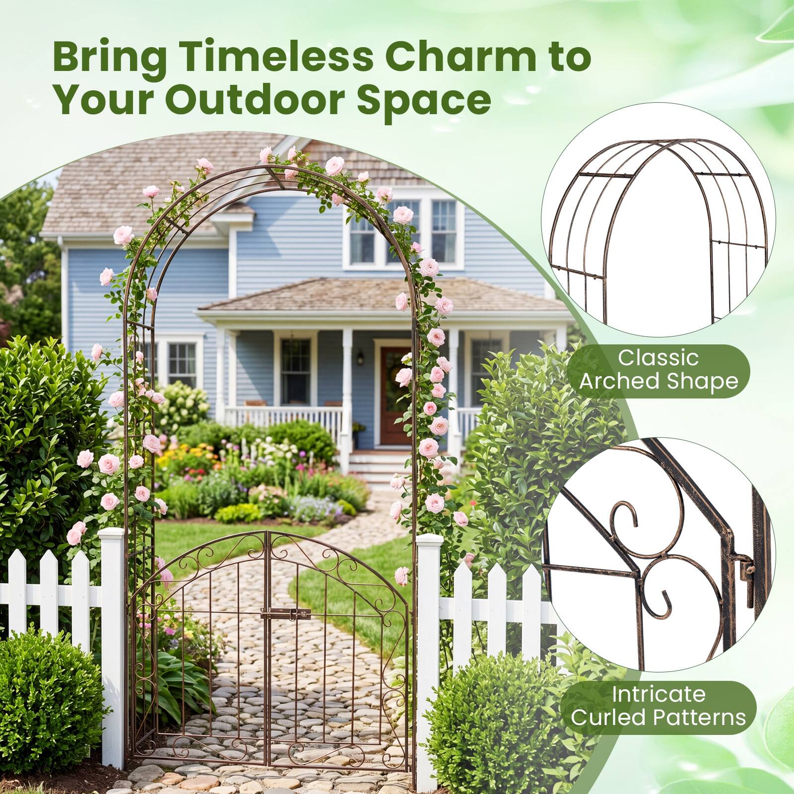 Bring Timeless Charm to Your Outdoor Space

Classic Arched Shape

Intricate Curled Patterns
