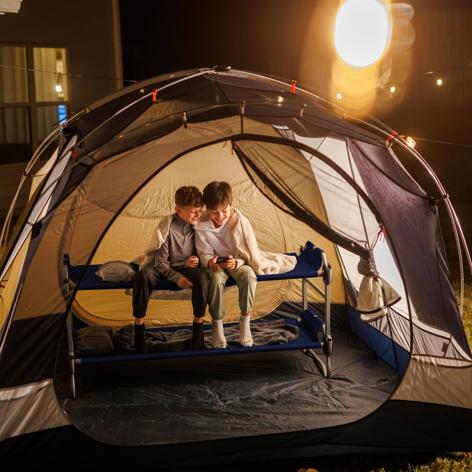 Alt View 6. Disc-O-Bed - Disc-O-Bed Youth Double Cot Kid-O-Bunk w/ 200 Pound Capacity & Carry Bags, Navy - Navy.