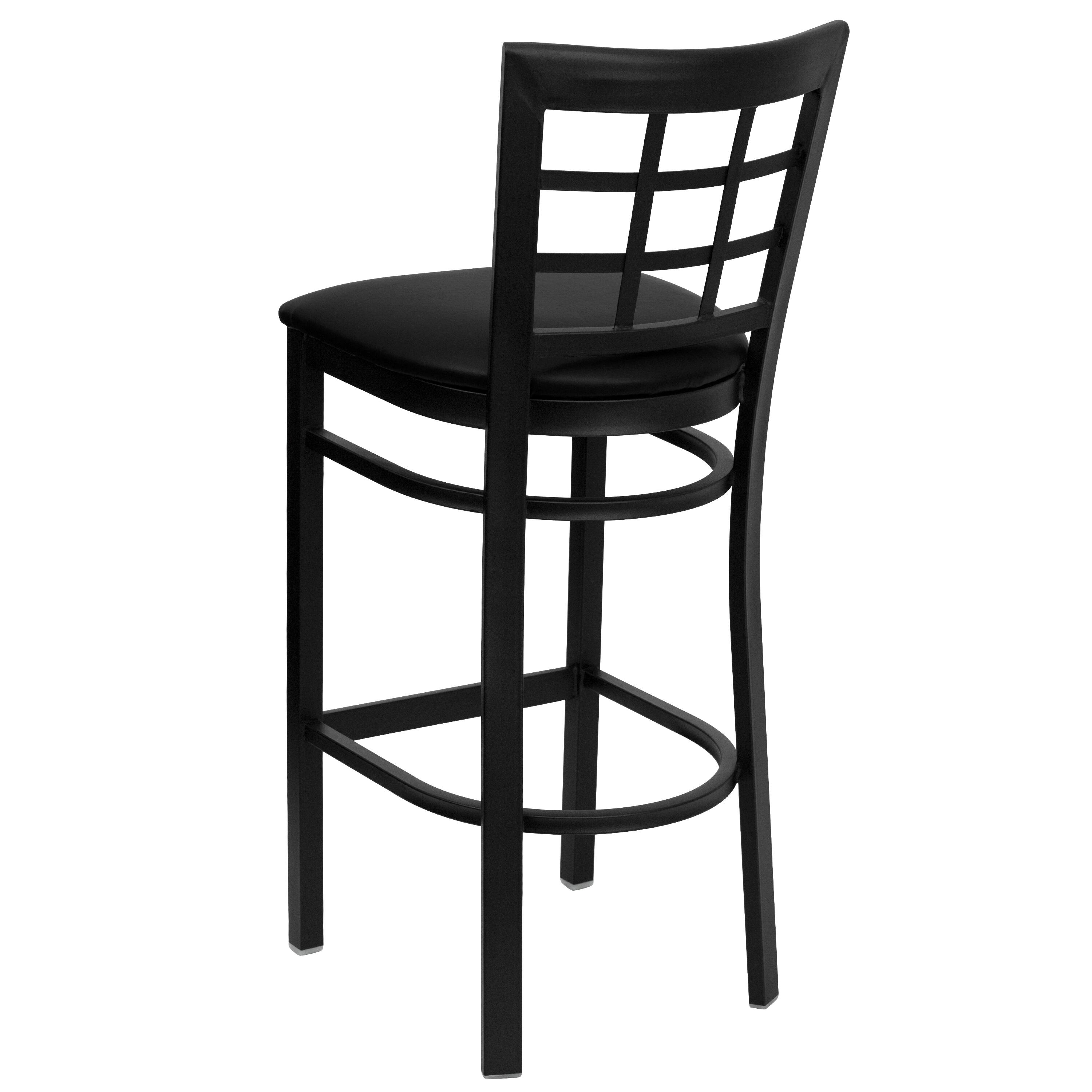 Alt View 5. Emma + Oliver - Window Back Metal Restaurant Dining Barstool - Black Vinyl Seat/Black Metal Frame.