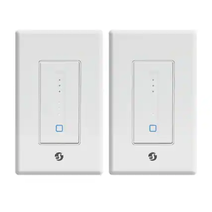 Front. Shelly - Shelly Plus Wall Dimmer | UL Certified | Next-Generation Wi-Fi & Bluetooth Smart Wall Dimmer | Home Automation 2-pack - White.
