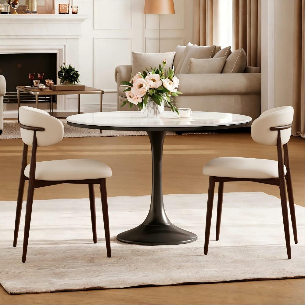 Loheer - Dining Chairs Set of 2 Fabric Upholstered Modern Metal Kitchen Chairs Farmhouse Style - Beige price history on PriceWatchPro