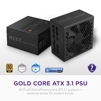 NZXT Gold Core 1000W ATX 3.1 / PCIE 5.1 80 Plus Gold Cybenetics NZXT Gold Core 1000W ATX 3.1 / PCIE 5.1 80 Plus Gold Cybenetics