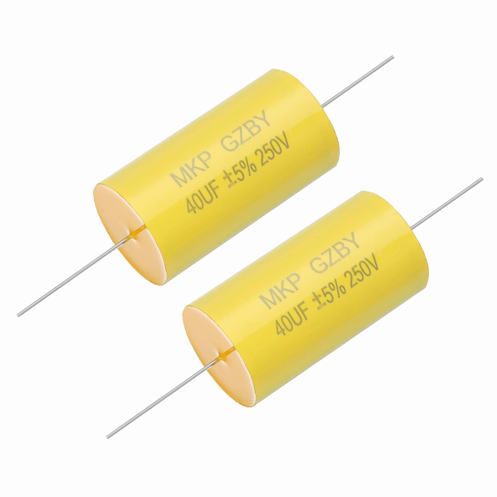 Unique Bargains - 2pcs 40uf Frequency Divider Capacitor, 250V Axial Audio Speaker Crossover MKP Film Capacitor - Yellow