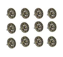 Zeckos - Set of 12 Cast Iron Cabinet Hardware Knob Compass Rose Drawer Pull Handle - Bronze