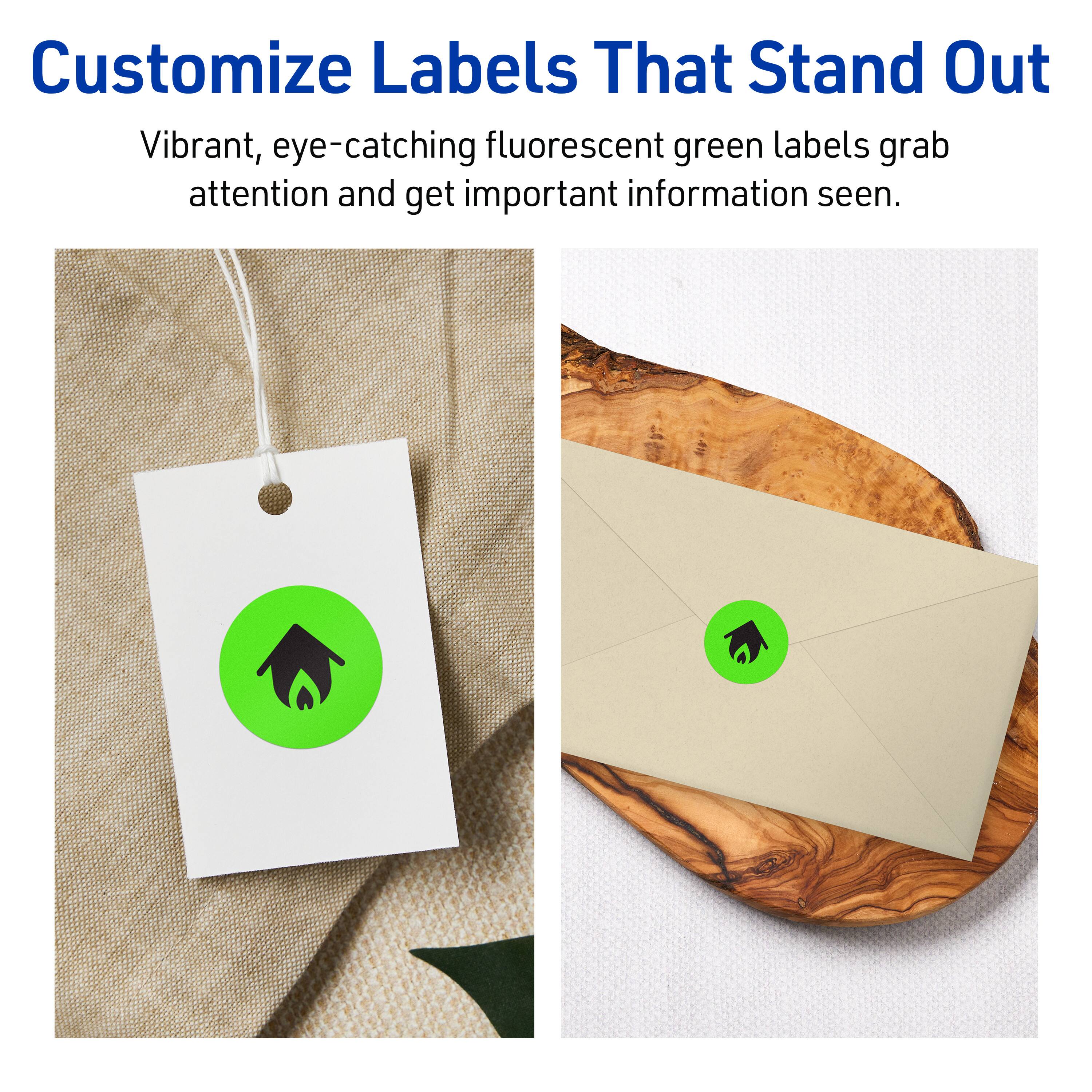 Customize Labels That Stand Out

Vibrant, eye-catching fluorescent green labels grab attention and get important information seen.