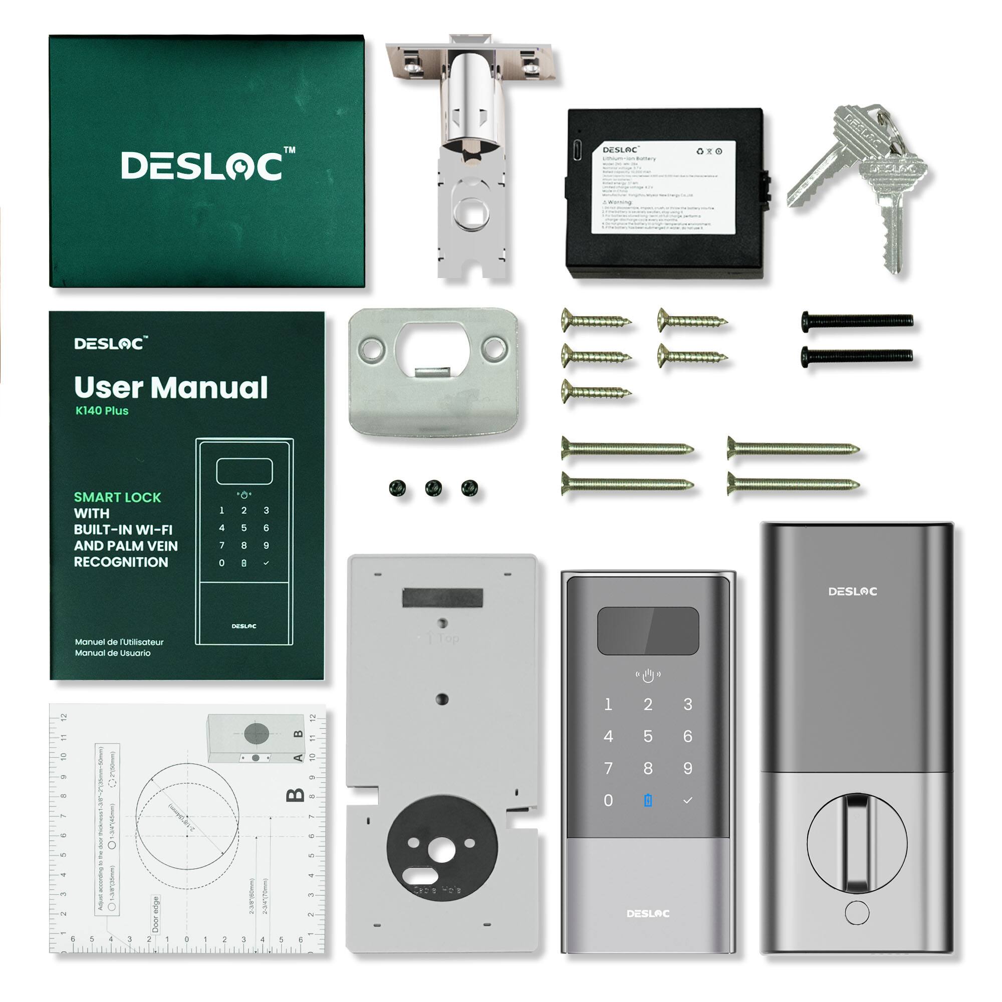 TM DESLOC ISLRC | MX DESLOC  
User Manual K140 Plus  
SMART LOCK WITH BUILT-IN WI-FI AND PALM VEIN RECOGNITION  

1 2 3  
4 5 6  
7 8 9  
0  

DESLAC  
Manual de Utilisateur  
Manual de Usuario