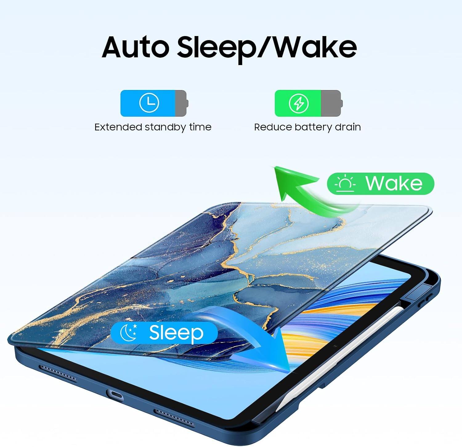 Auto Sleep/Wake

Extended standby time
Reduce battery drain

Wake
Sleep