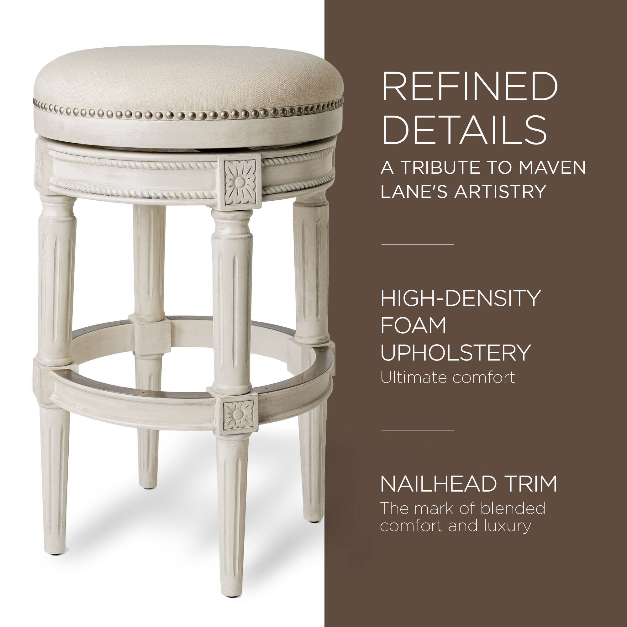 REFINED DETAILS  
A TRIBUTE TO MAVEN LANE'S ARTISTRY  

HIGH-DENSITY FOAM UPHOLSTERY  
Ultimate comfort  

NAILHEAD TRIM  
The mark of blended comfort and luxury