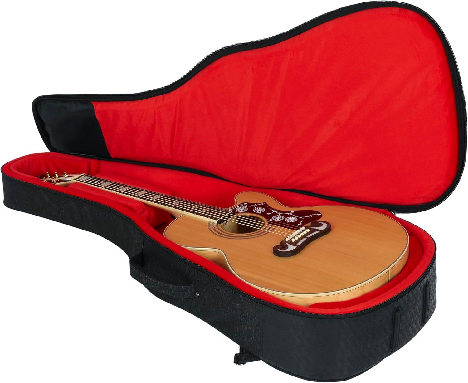 Alt View 2. Gator - Transit Series Jumbo Acoustic Guitar Gig Bag with Rigid Internal Frame and Weather-Resistant Exterior - Black.
