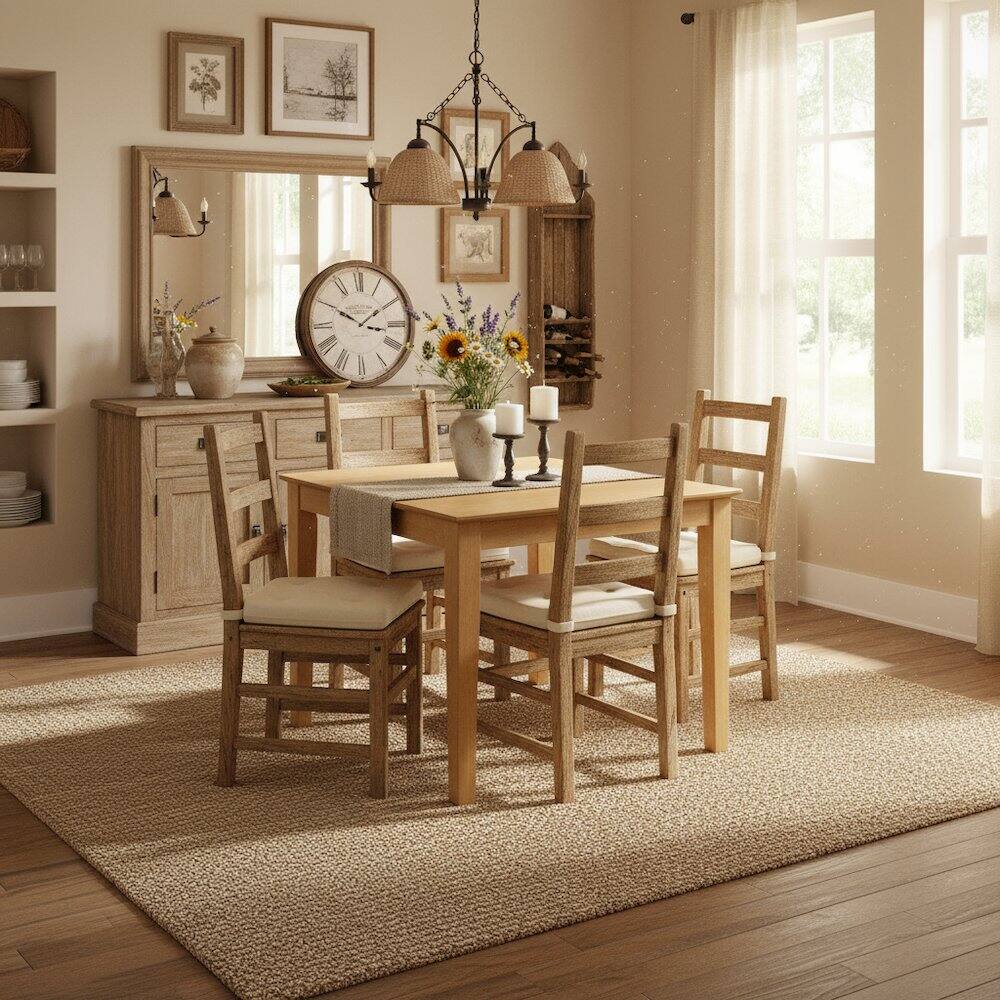 Left. FurniFact - Square Dining Table - Oak.