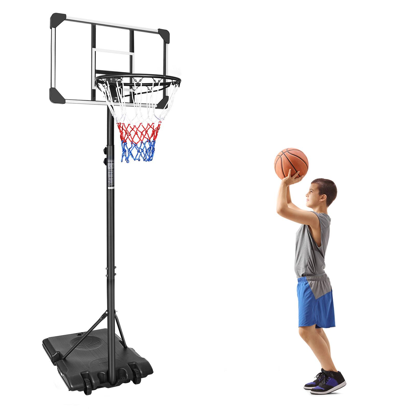 Alt View 7. Ecooso - Portable Basketball Goal, Adjustable 5.6-7 ft, 28" Backboard, Wheels & Stable Base, Indoor/Outdoor - Transparent.