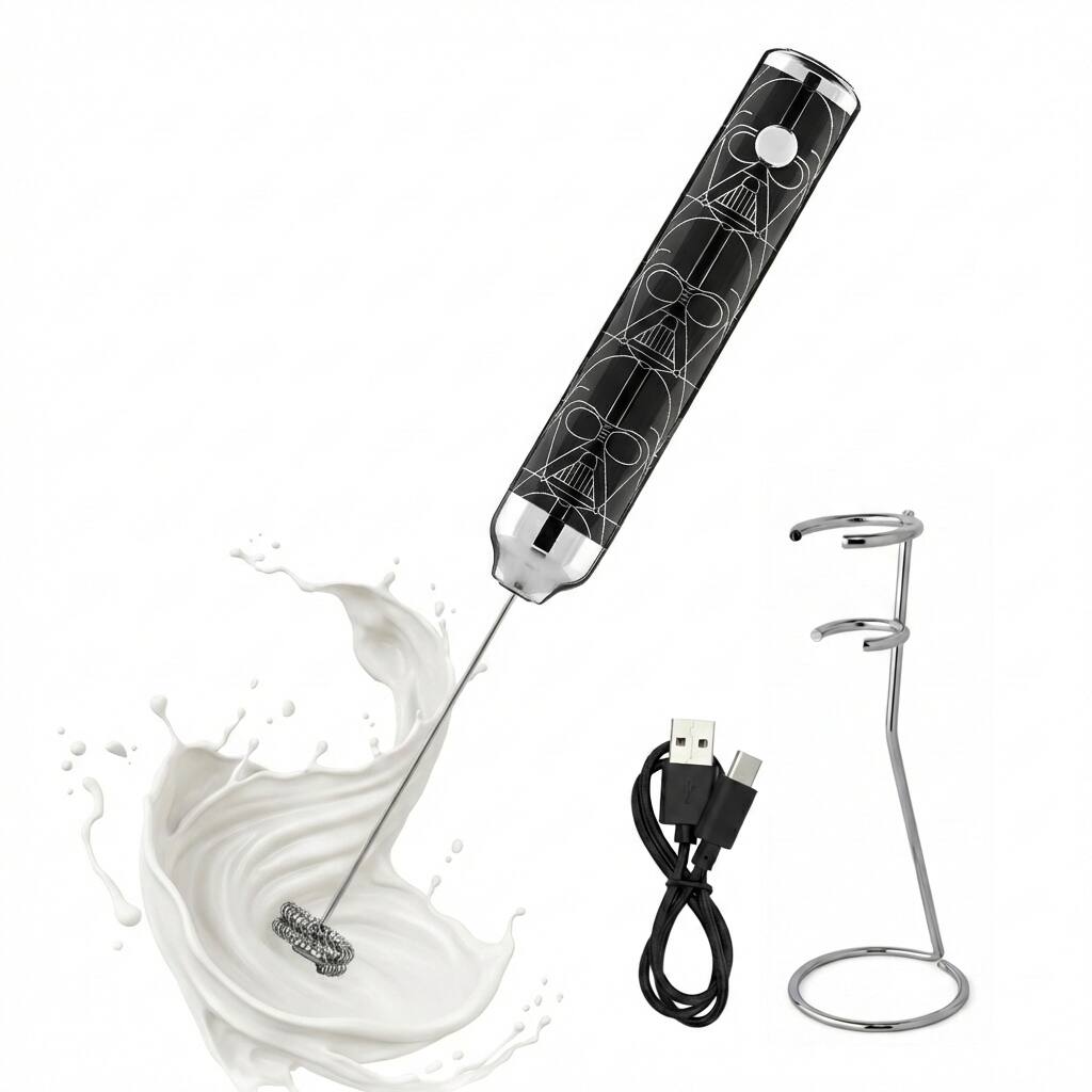 Front. Star Wars - Darth Vader Rechargeable Milk Frother - Black.