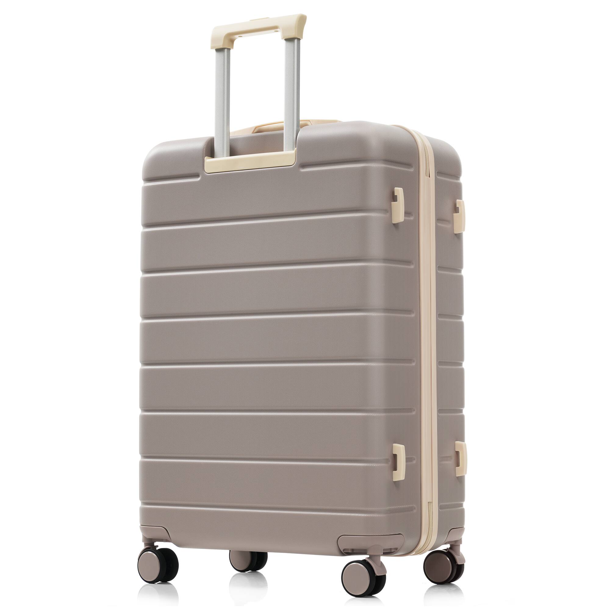 Alt View 9. Ecooso - 3-Piece ABS Hard Shell Luggage Set with TSA Lock, 360掳 Spinner Wheels, Telescopic Handle, 20/24/28 Inch - Brown.