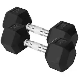 Yes4All - Cast Iron Chrome Grip Hex Encased Dumbbells, Non-Slip, 25 Lb Pair - Black