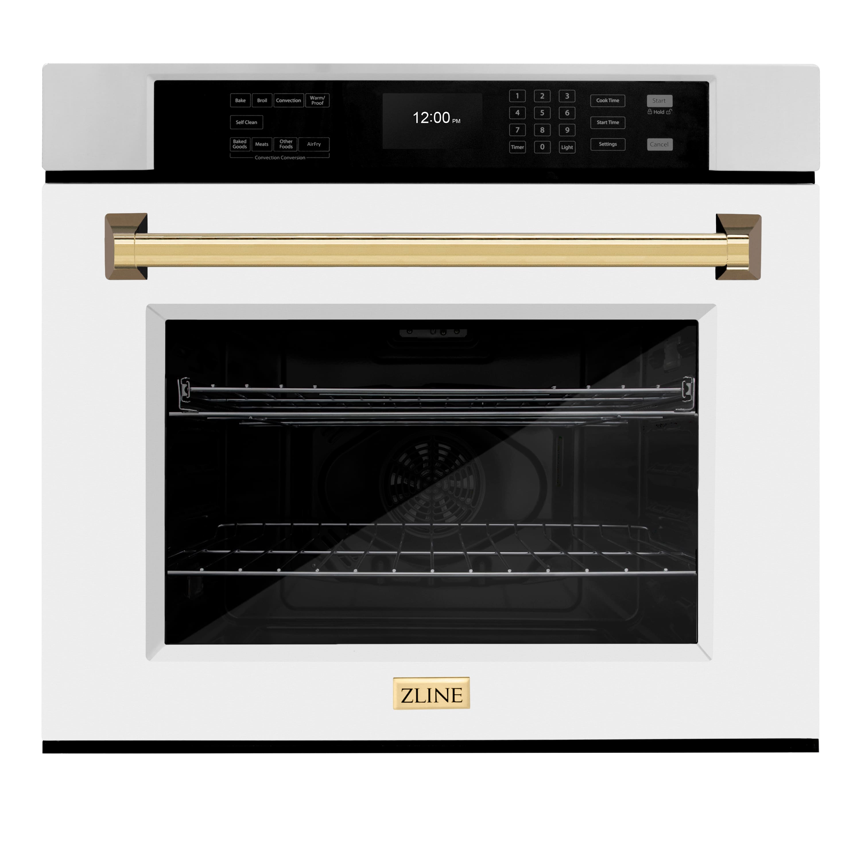 ZLINE - 30 in. Autograph Wall Oven w/ Air Fry and Self Clean w/ White and Gold Accents - Stainless Steel - Front_Zoom