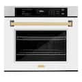 ZLINE - 30 in. Autograph Wall Oven w/ Air Fry and Self Clean w/ White and Gold Accents - Stainless Steel