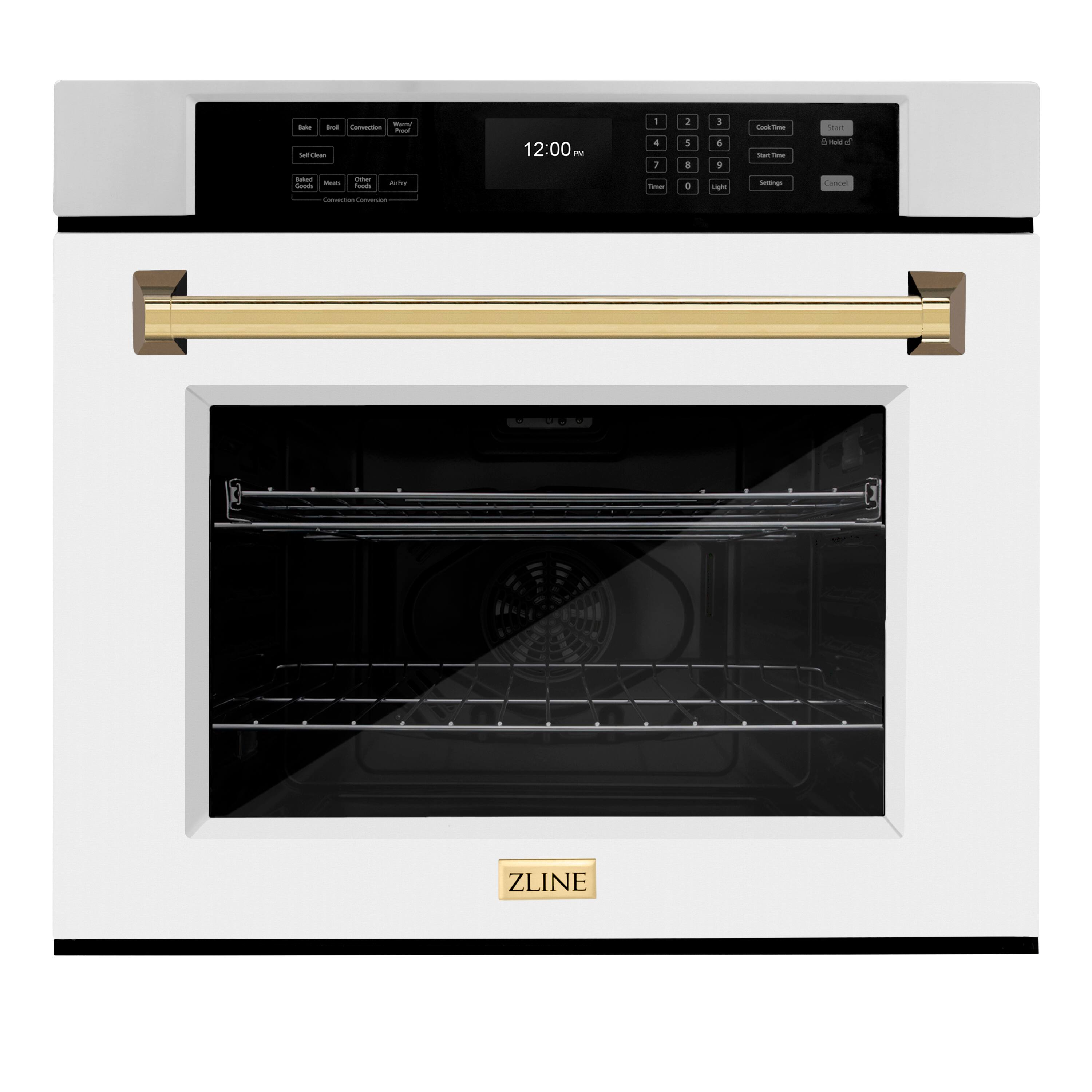 ZLINE - 30 in. Autograph Wall Oven w/ Air Fry and Self Clean w/ White and Gold Accents - Stainless Steel