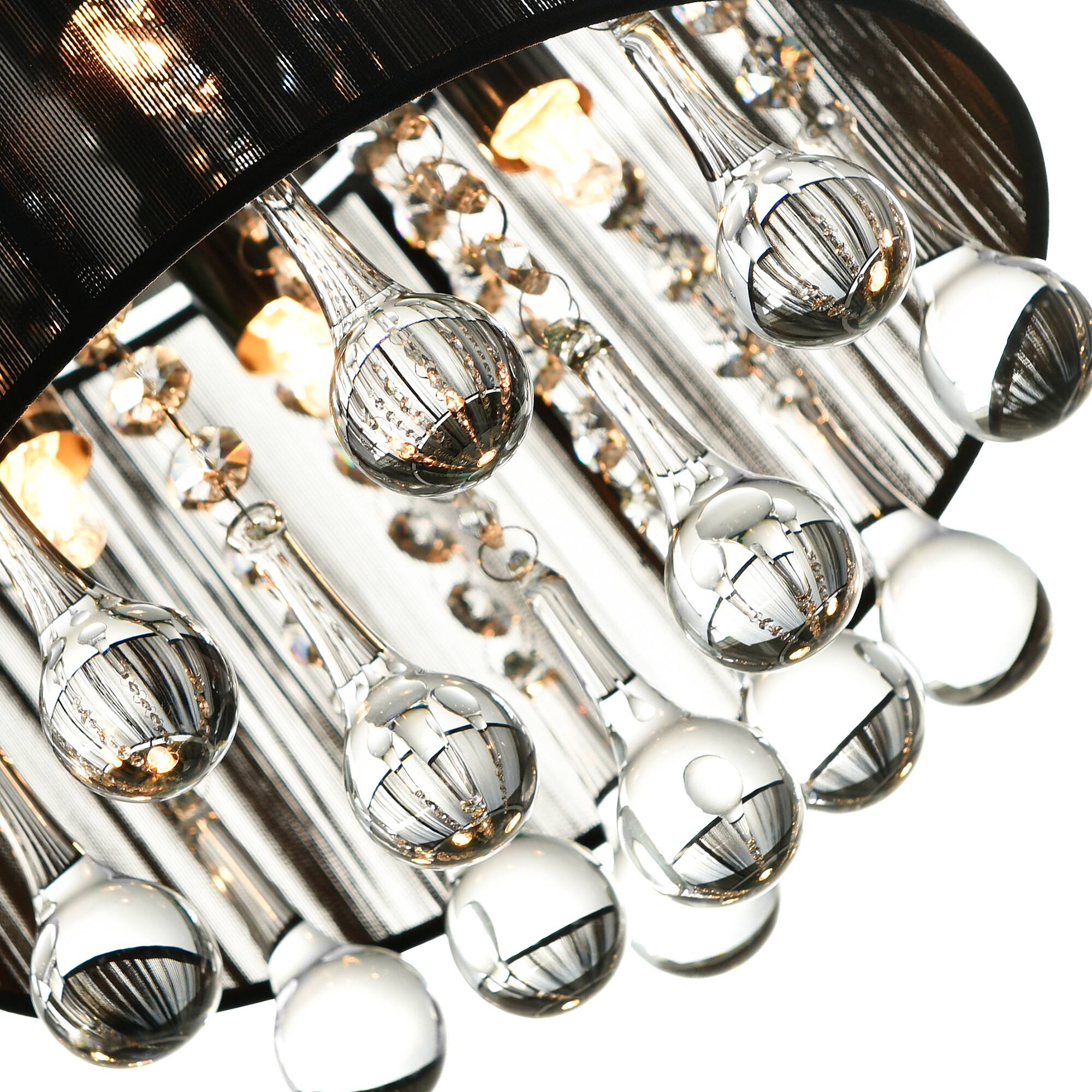 Alt View 1. CWI Lighting - Water Drop 4 Light Drum Shade Flush Mount With Chrome Finish - Chrome.
