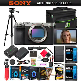 Sony - a7CR Full Frame Mirrorless Camera Body Silver + Bag & Accessories Kit Bundle
