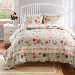 BreeBe - Antique Rose Quilt Set 3-Piece King/Cal King - Blue