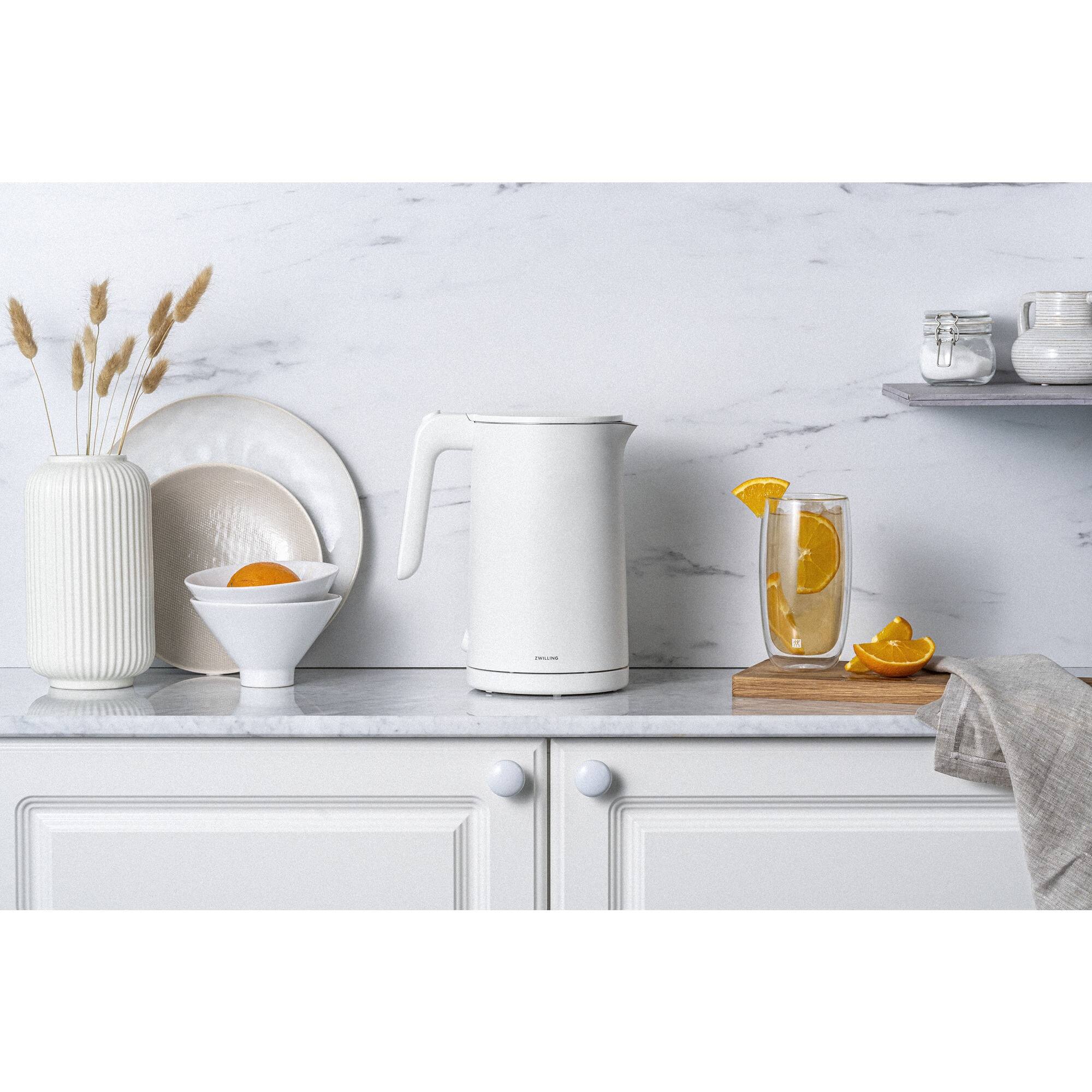 Alt View 2. ZWILLING - ZWILLING Enfinigy Cool Touch 1-Liter Electric Kettle, Cordless Tea Kettle & Hot Water - White - White.