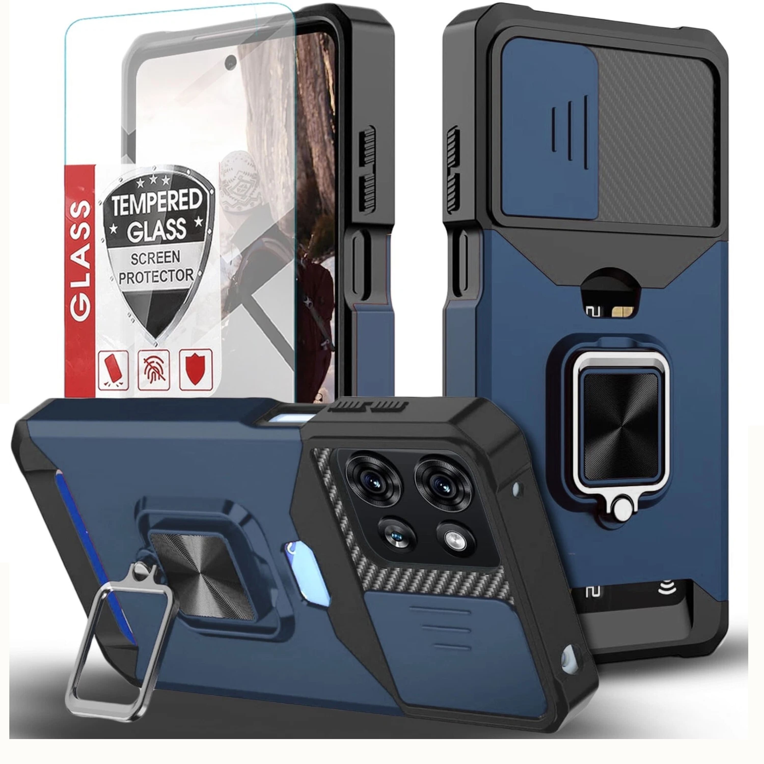 Kitcheniva - Rugged Armor Case With Ring Stand For Motorola Moto G 2026 Case And Tempered Glass - Blue price history on PriceWatchPro