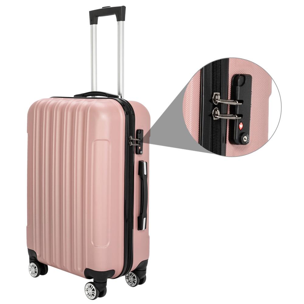 Alt View 1. Winado - 20"/24"/28" Luggage Set 3 Piece, ABS Hard Shell Suitcase Set for Travel, Spinner Wheels and TSA Lock - Gold Pink.