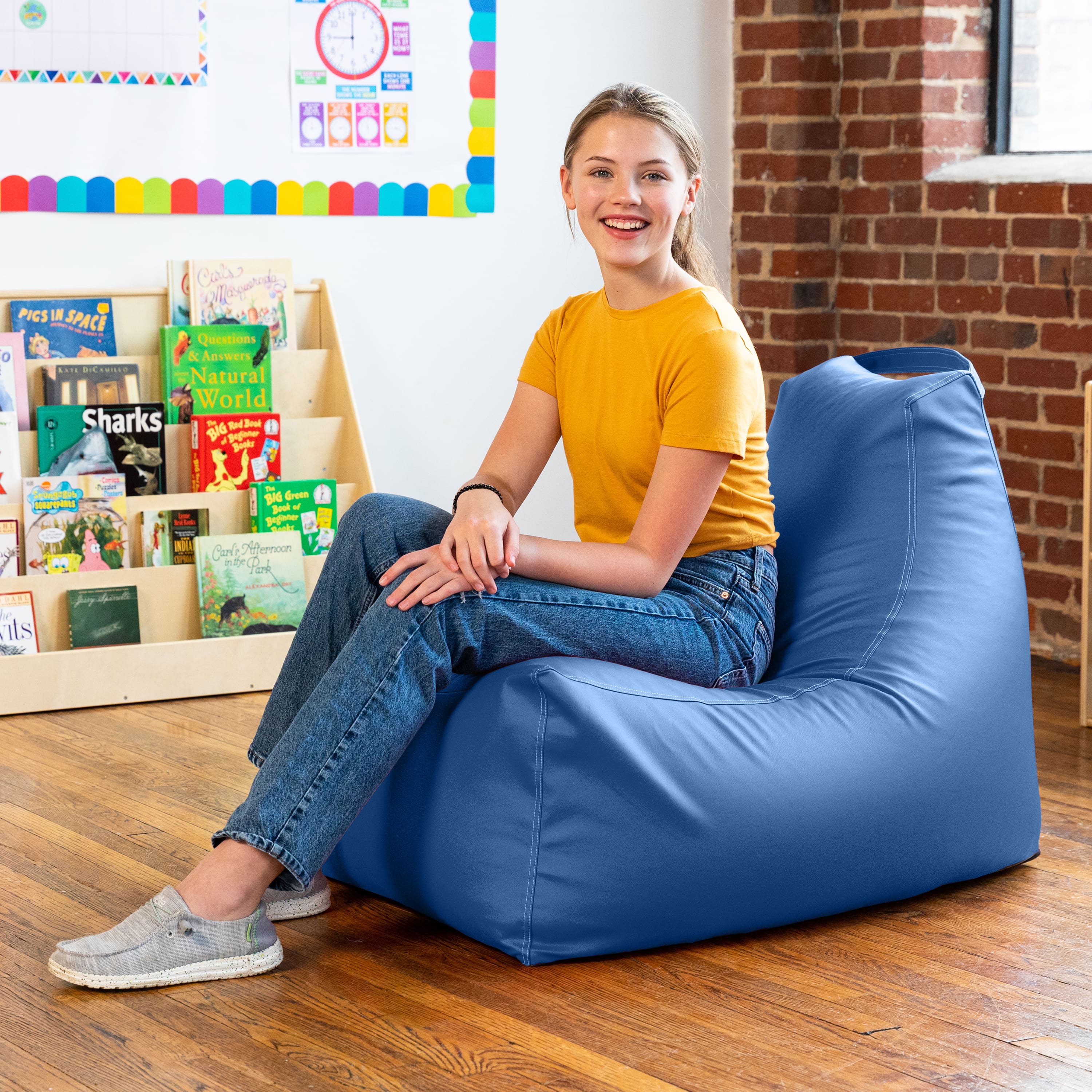 Jaxx - Pezzi Premium Vinyl Classroom Bean Bag Chair - Royal Blue