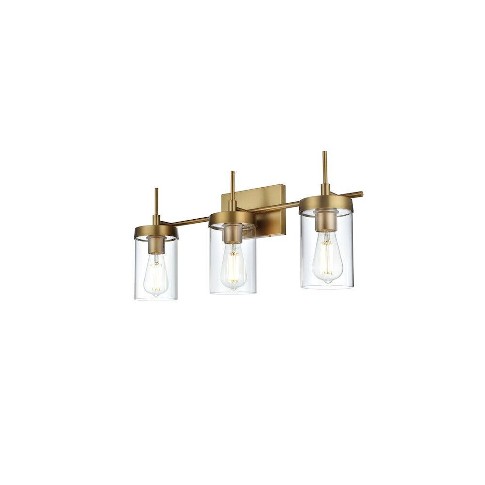 Left. Living District - Taryin 24 inch Wall Sconce in Satin Gold - Satin Gold And Clear.