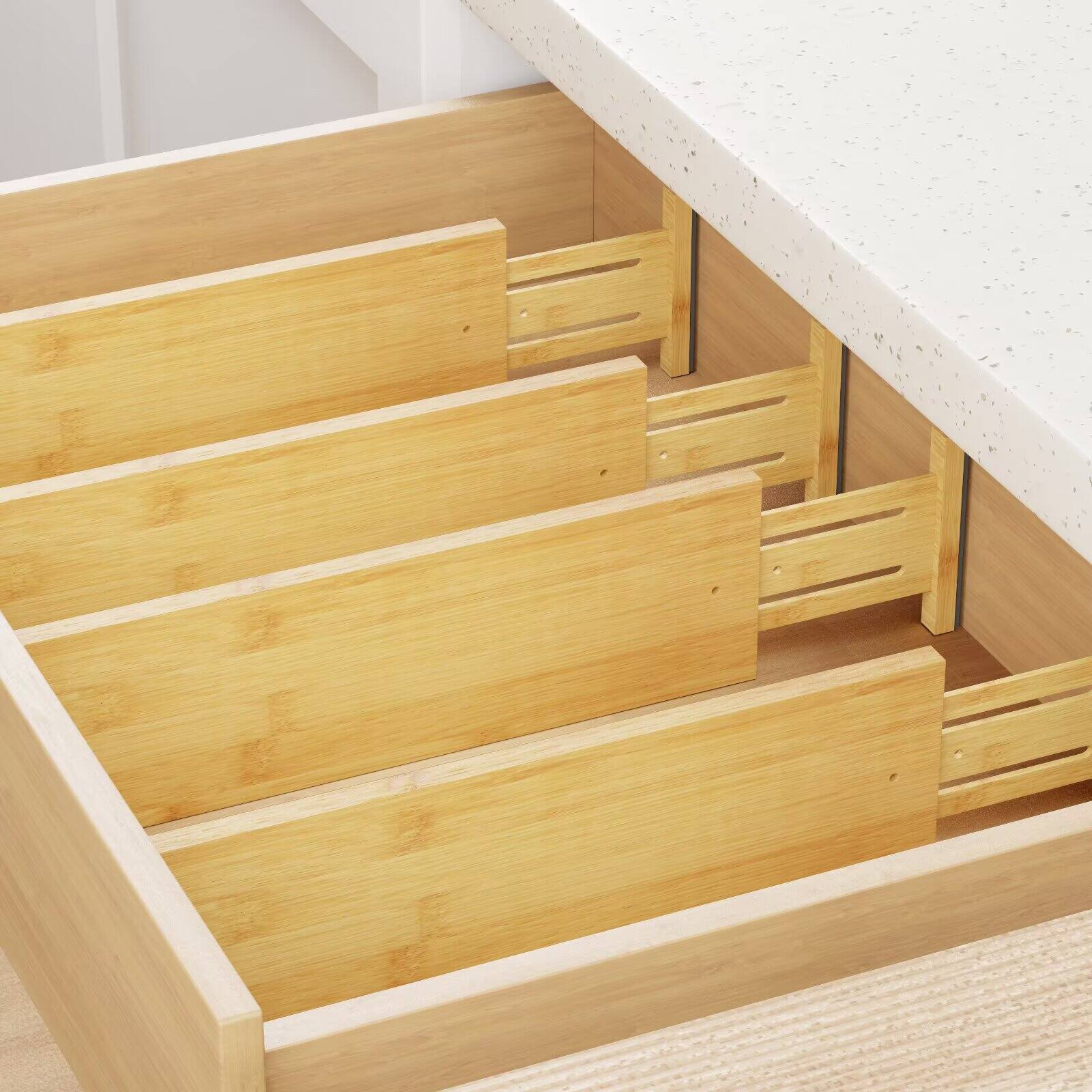 Alt View 2. Tooloton - Expandable Drawer Dividers 4-Pack, Adjustable 17-22 Inch, 4.65" High Organizer for Clothing and Dressers, Natural - Natural.