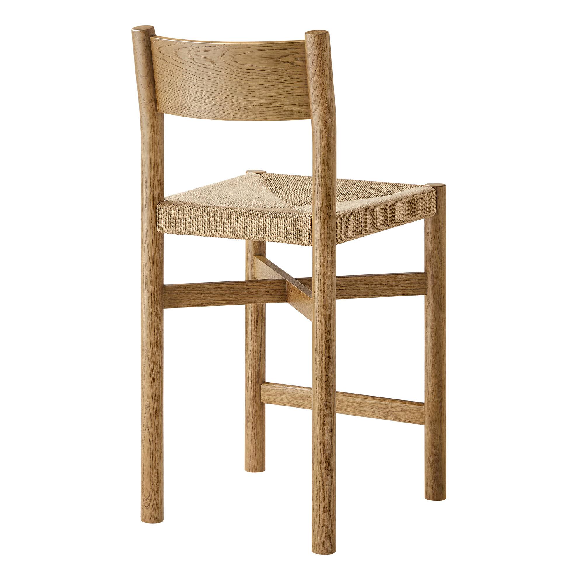 Alt View 4. Modway - Alvia Oak Wood Counter Stools With Woven Seats Set of 2 by Modway - Weathered Oak.