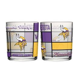 Logo Brands - Minnesota Vikings 12oz. Quilted Stained Two-Pack Rocks Glass Set - Multicolor